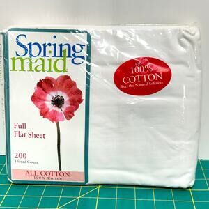 Vtg Springmaid Full Flat Sheet NOS 100% Cotton White USA Made 200 Thread Count